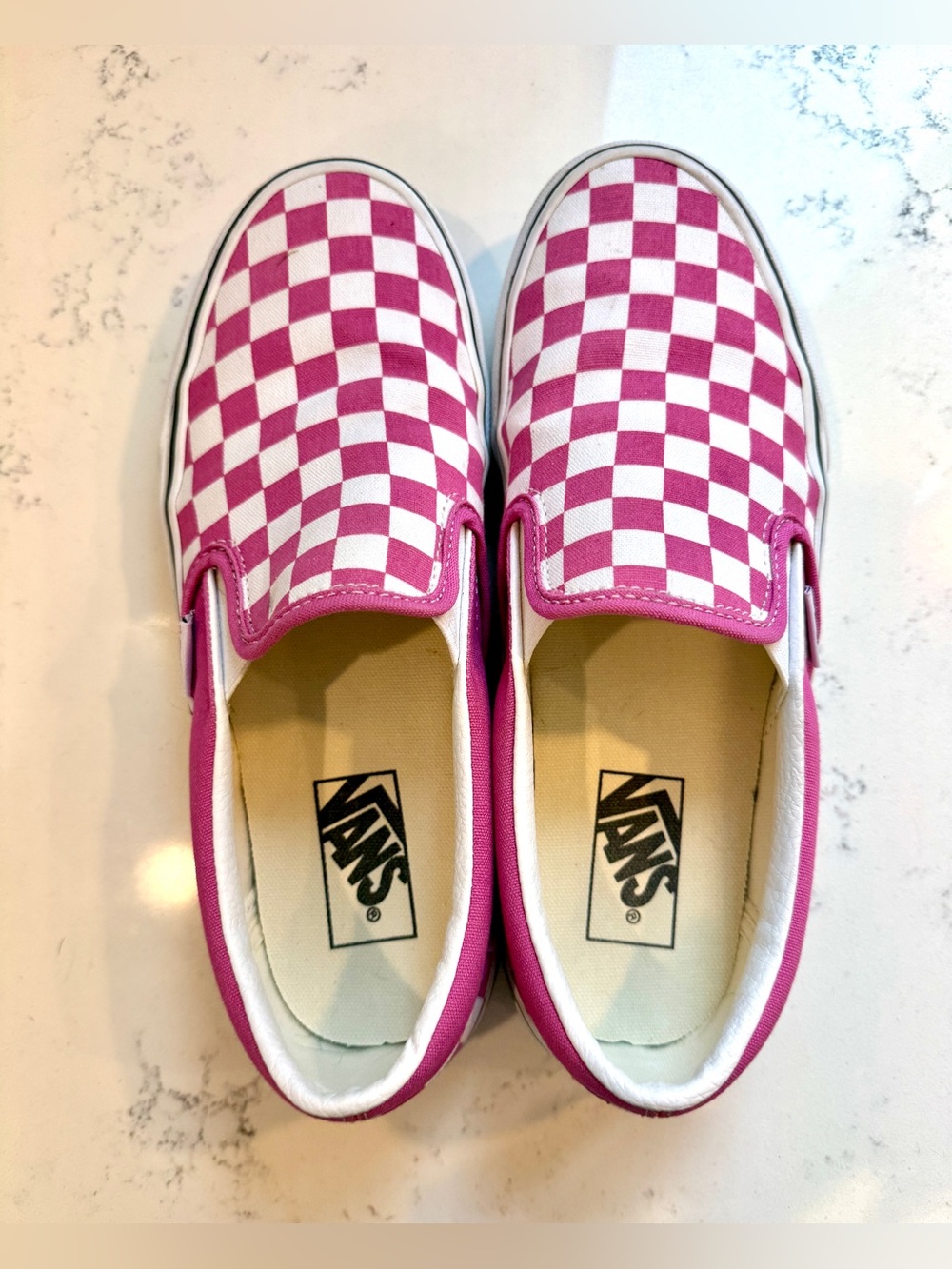 vans checkerboard slip on bright pink women’s size 8.5 - Picture 4 of 7